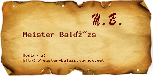 Meister Balázs névjegykártya